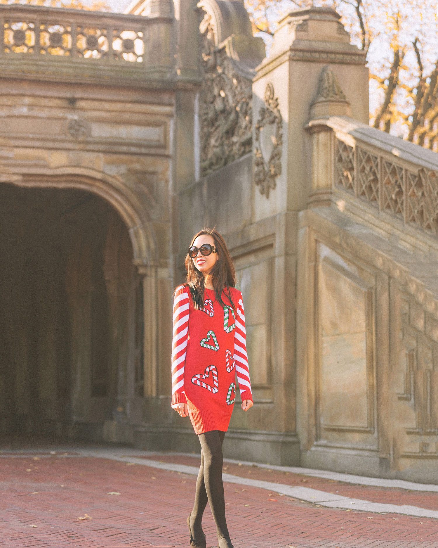 Best Ugly Christmas Sweater Dress with Candy Cane Hearts