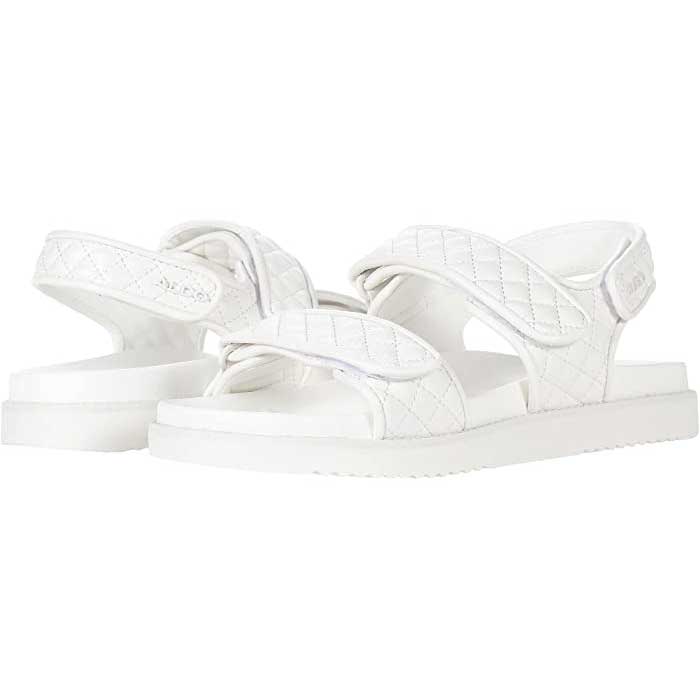 Chanel Printed & Textured Calfskin Velcro Dad Sandals White 38.5