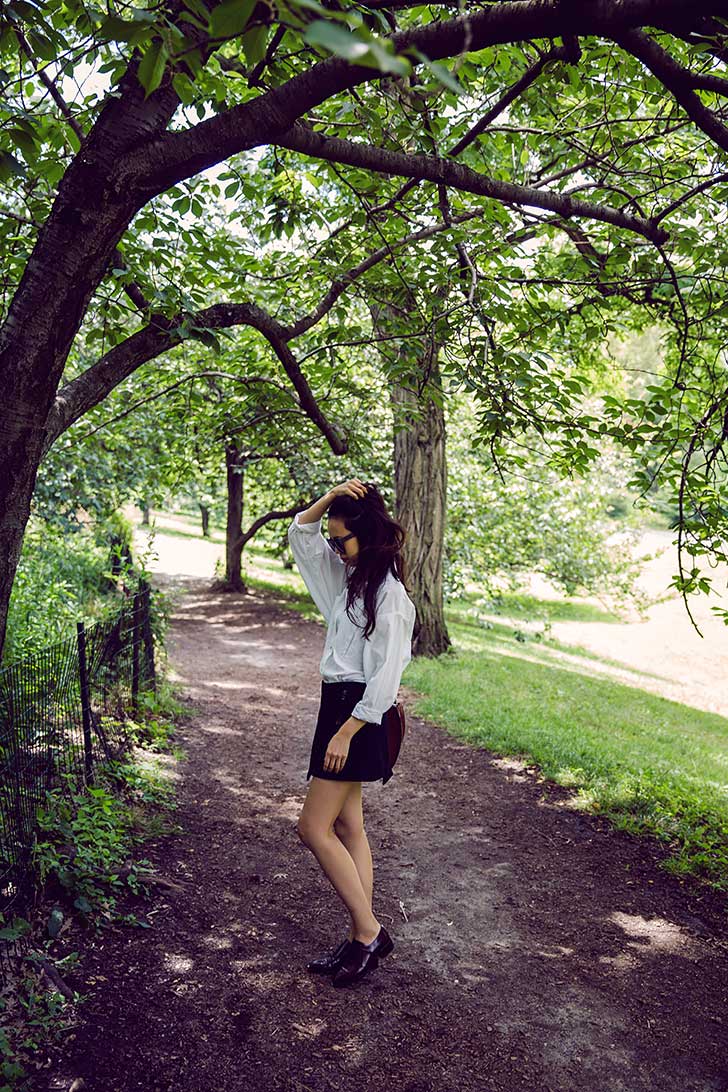 Oversized-White-Button-Down-with-Black-Mini-Skirt