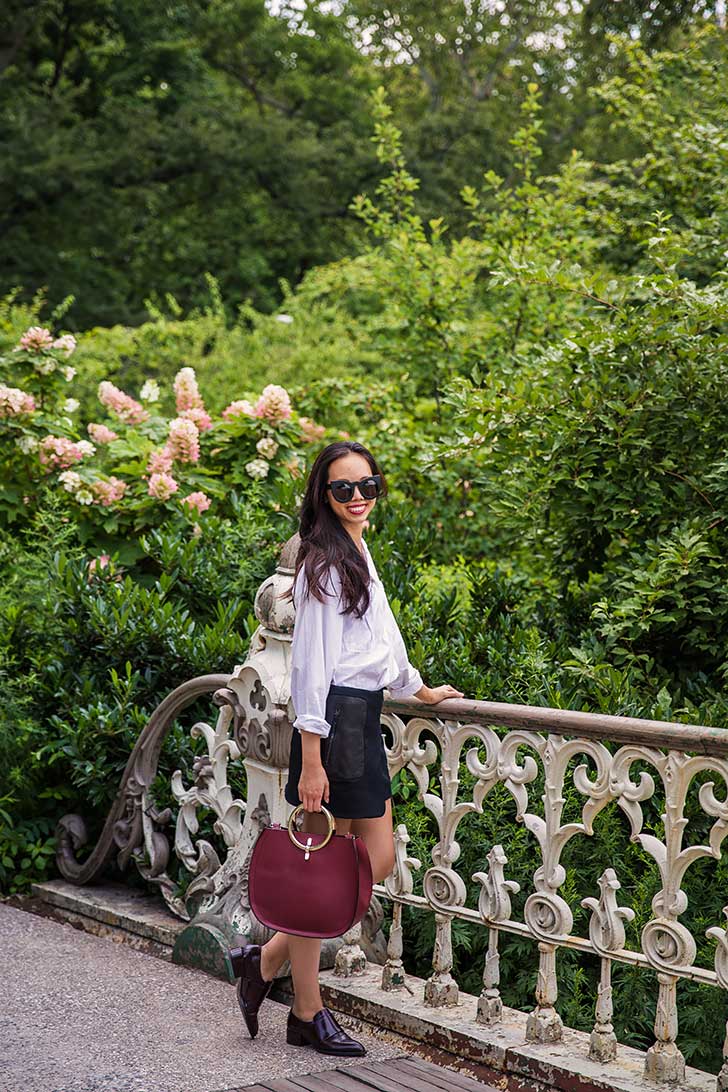 Oversized-White-Button-Down-with-Black-Mini-Skirt