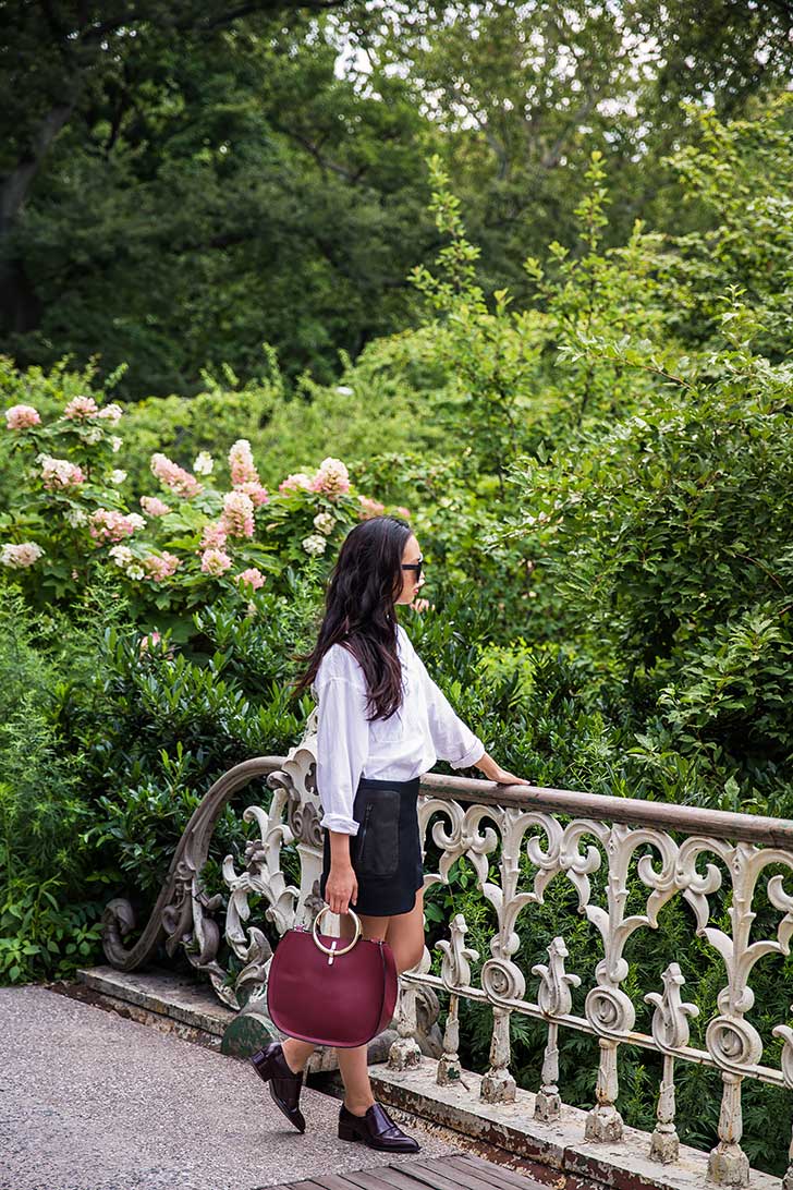 Oversized-White-Button-Down-with-Black-Mini-Skirt