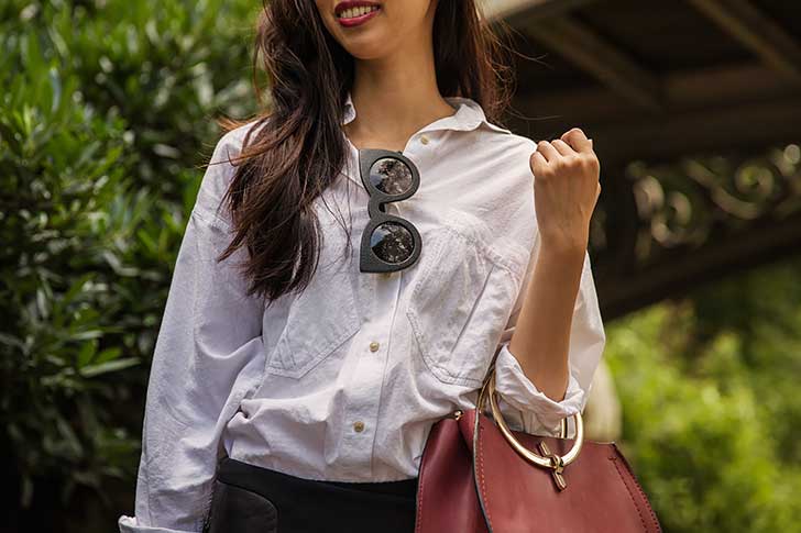 Oversized-White-Button-Down-with-Black-Mini-Skirt