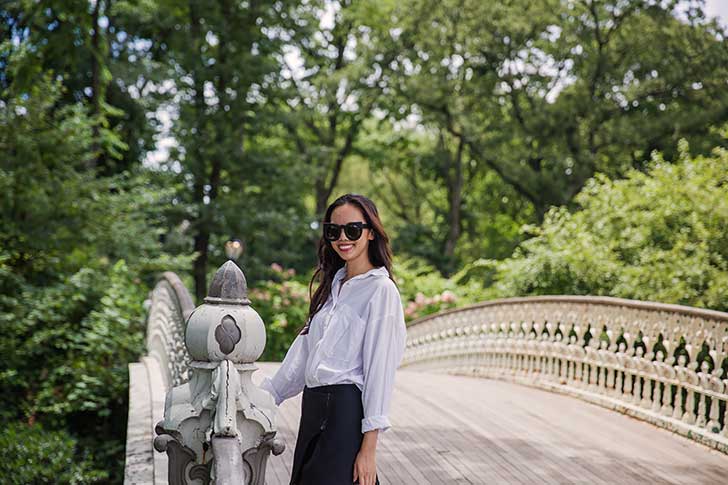 Oversized-White-Button-Down-with-Black-Mini-Skirt