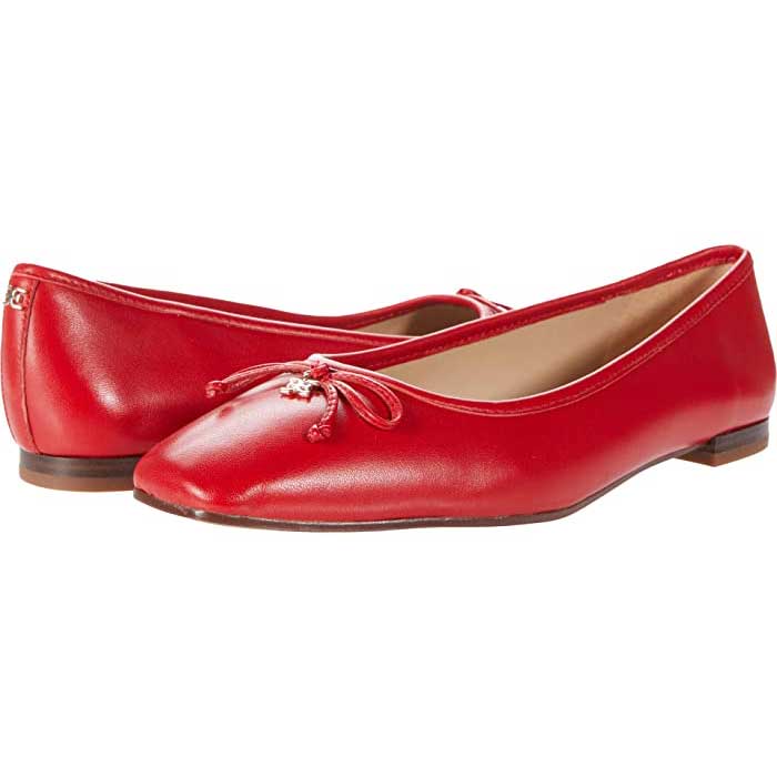 Red leather deals ballet flats