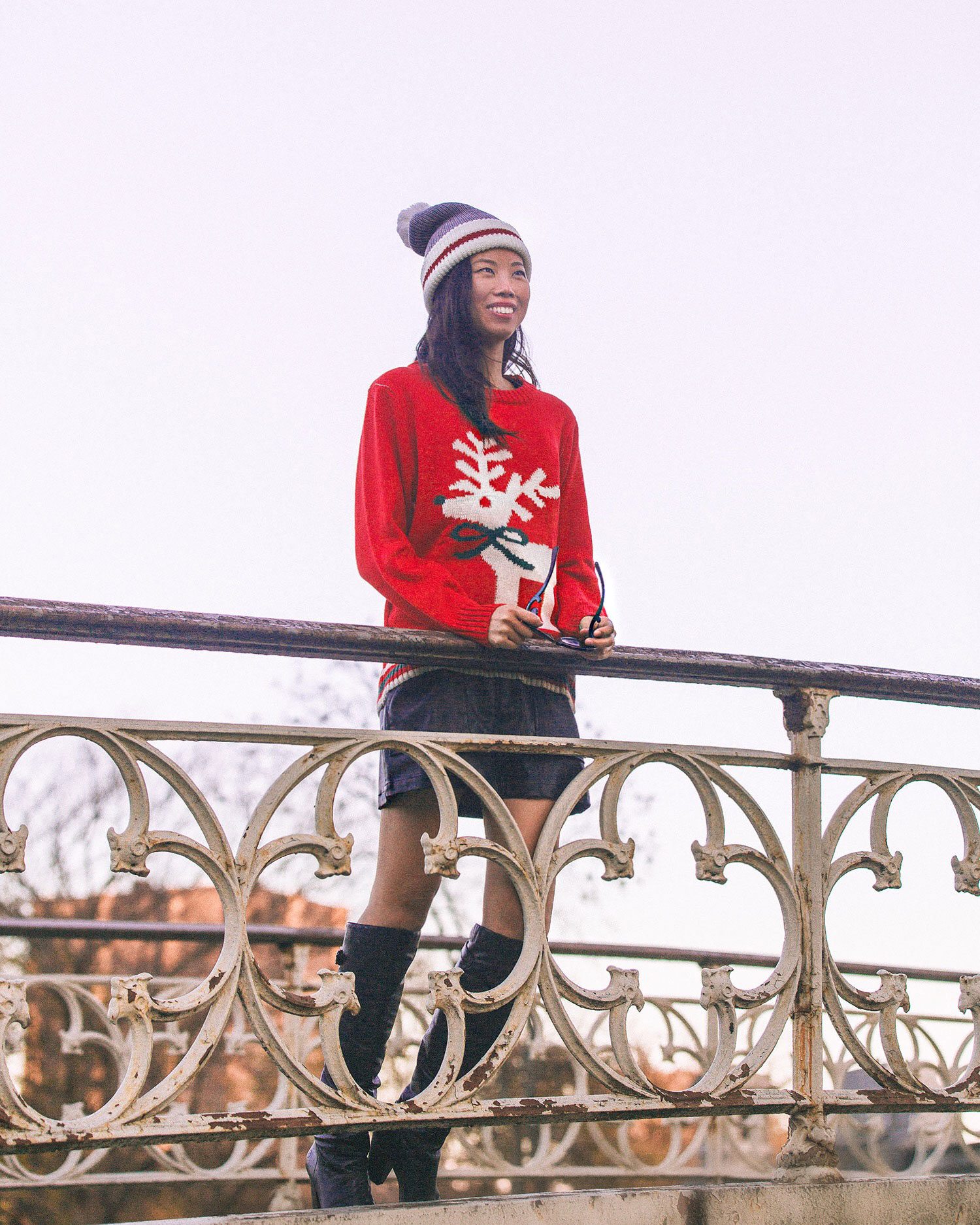 Red Ugly Holiday Sweaters with Reindeer