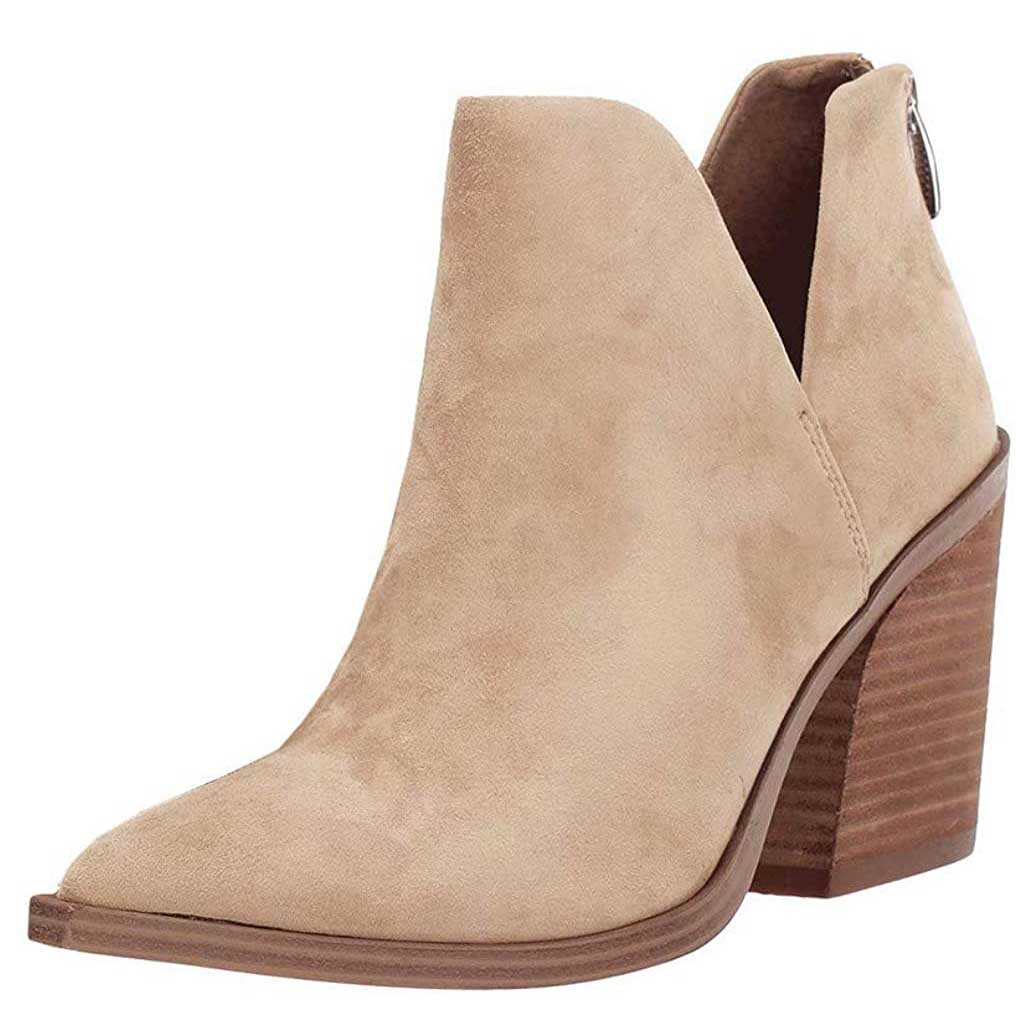 womens stacked heel booties