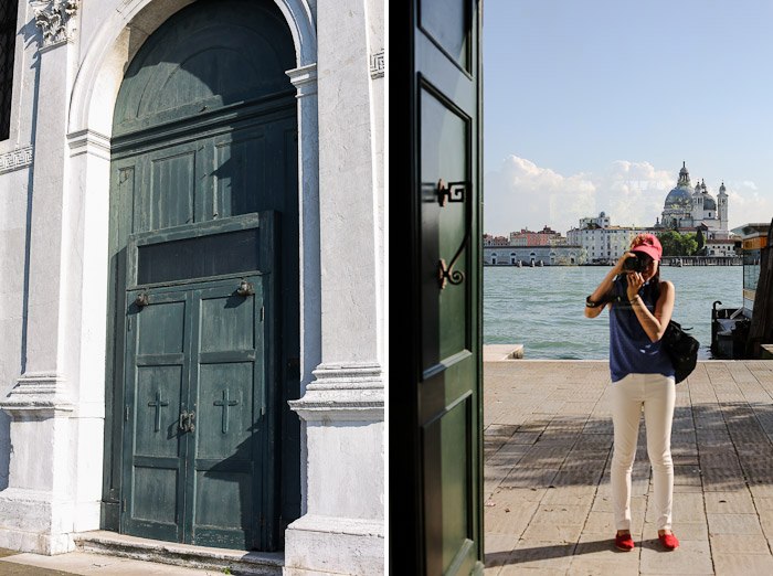 europe travel architecture lagoon coast big door green white washed walls selfie mirror