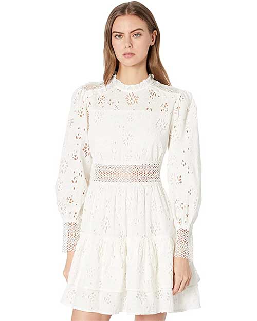 Long sleeve eyelet outlet dress