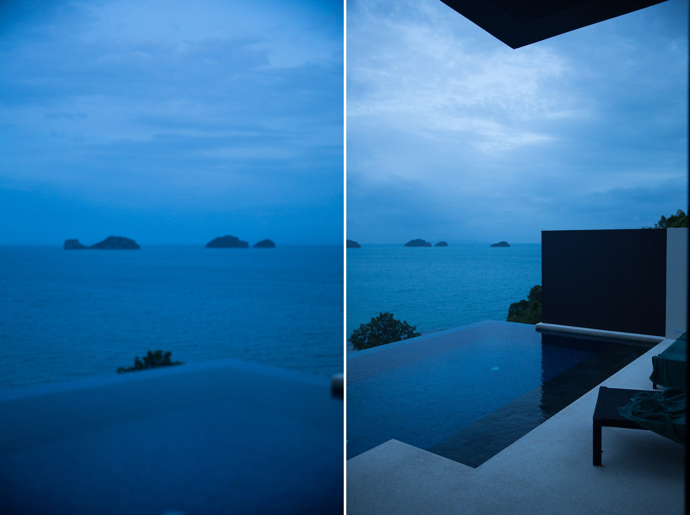 blue hour photography photograph thailand koh samui island conrad hotel infinity pool beach ocean chair islands sunrise shershegoes.com