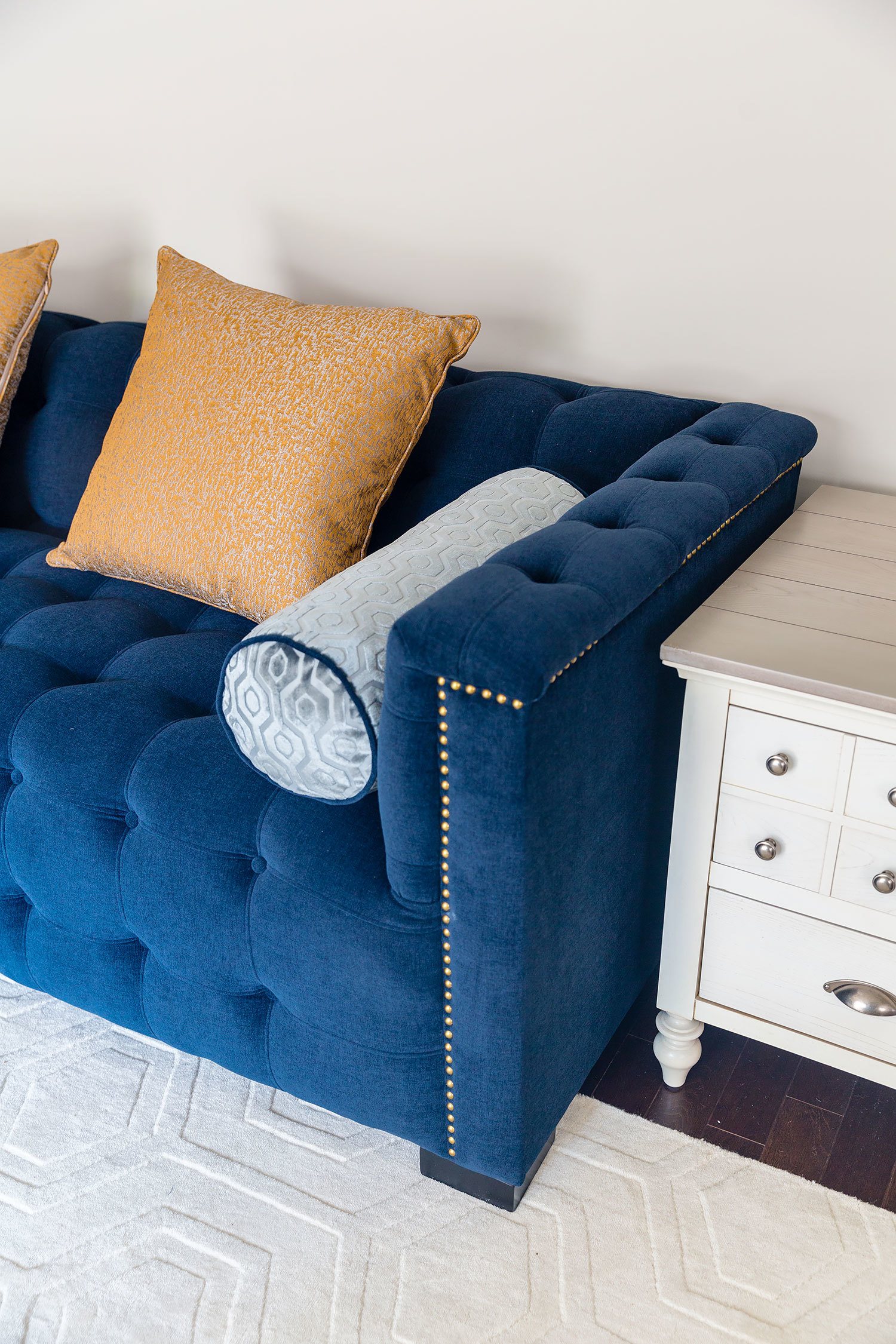 blue sofa living room