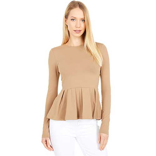 Peplum long hot sale top