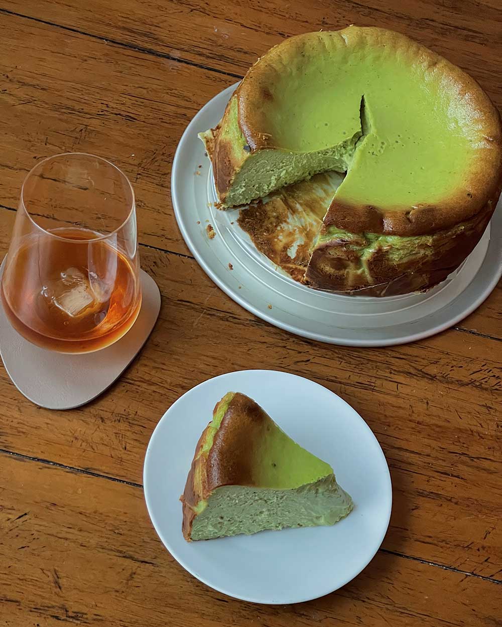 Vanilla Matcha Basque Cheesecake (Double Layered) – Takes Two Eggs