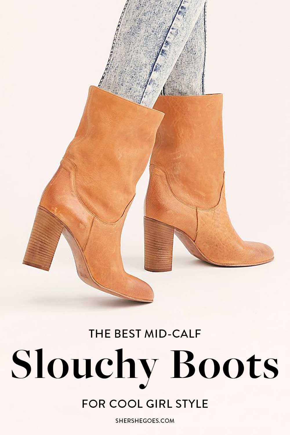 Calf length slouch boots sale