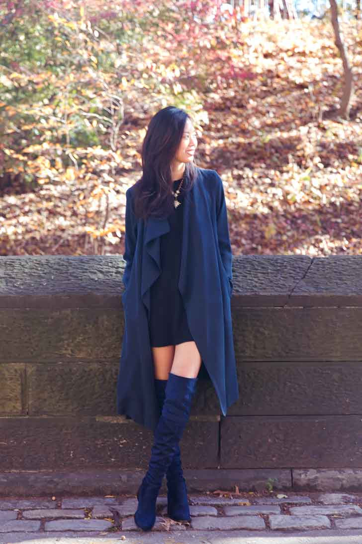 blue suede over the knee boots