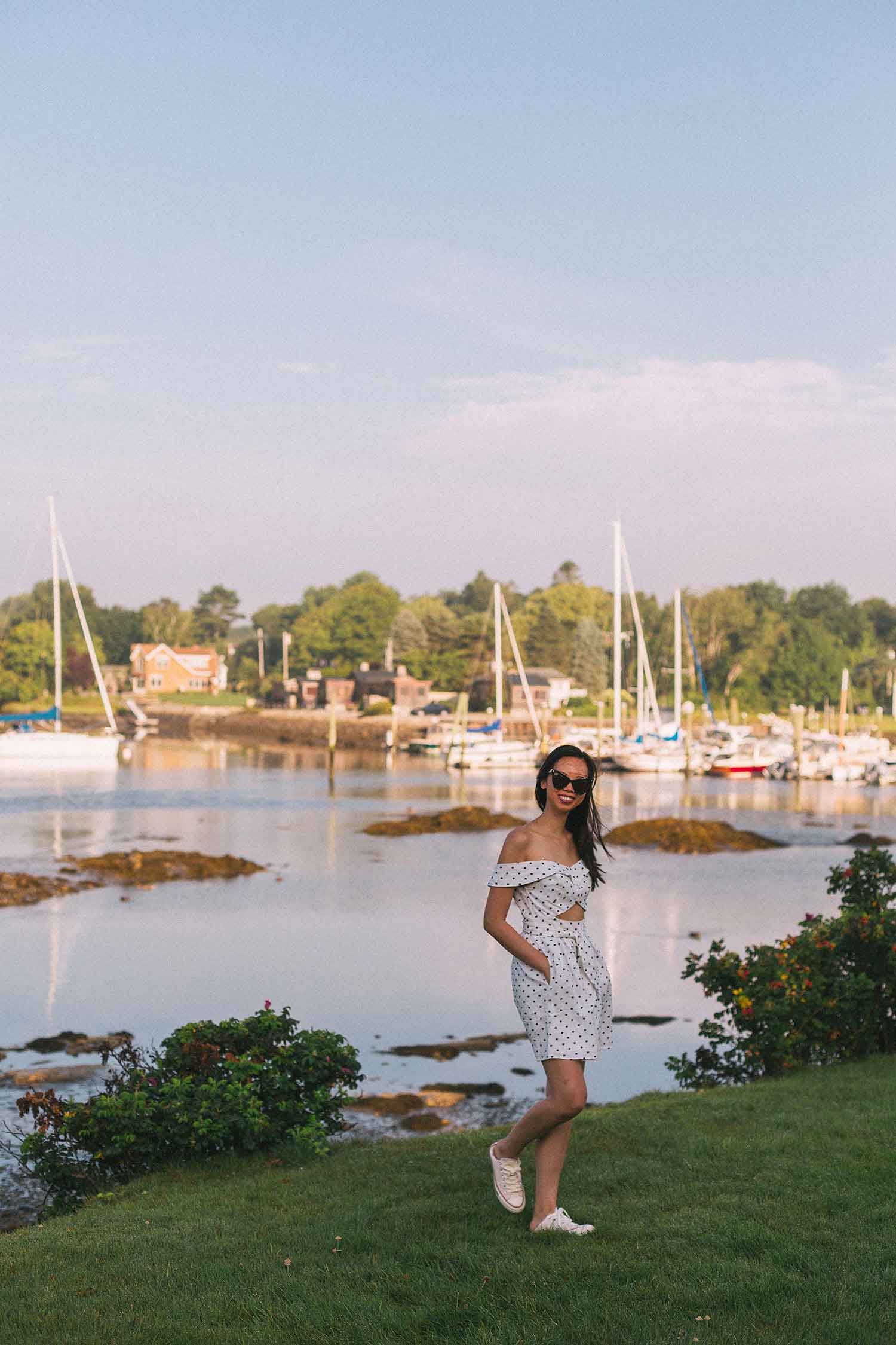 off-the-shoulder-polka-dot-dress