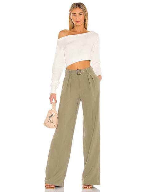 Patch pockets organic linen cropped pant, Contemporaine, Shop  Women%u2019s Wide-Leg Pants Online in Canada