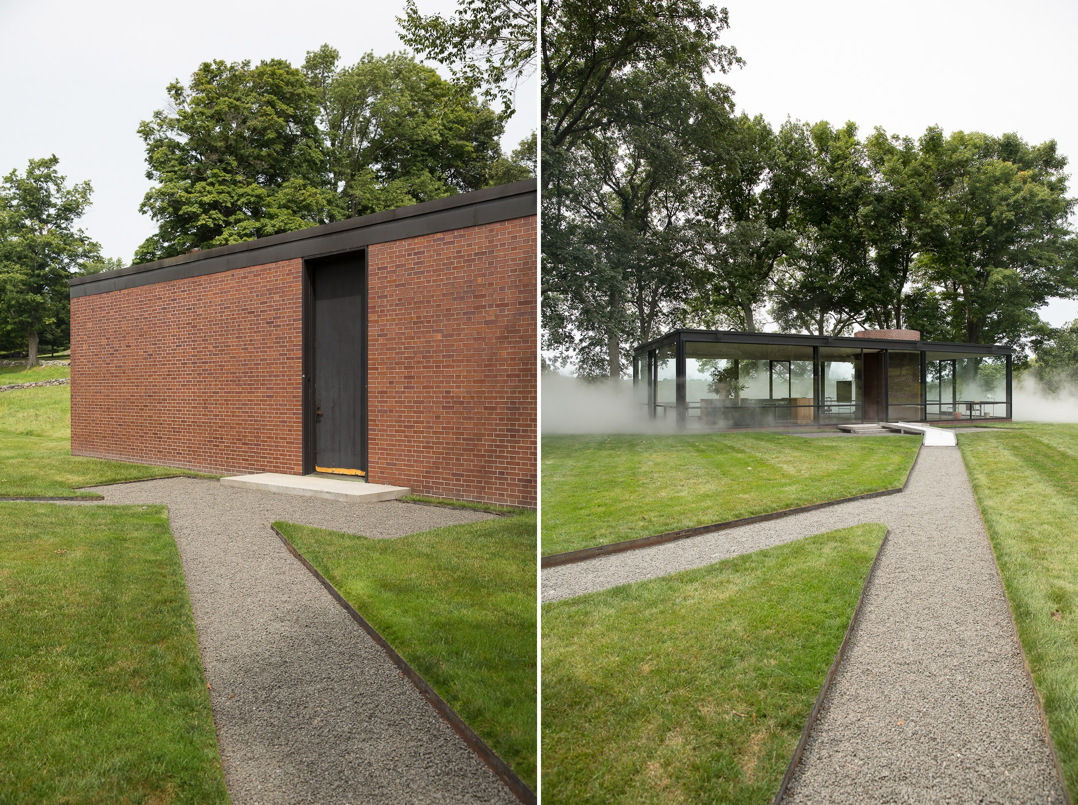 philip johnson glass house fog