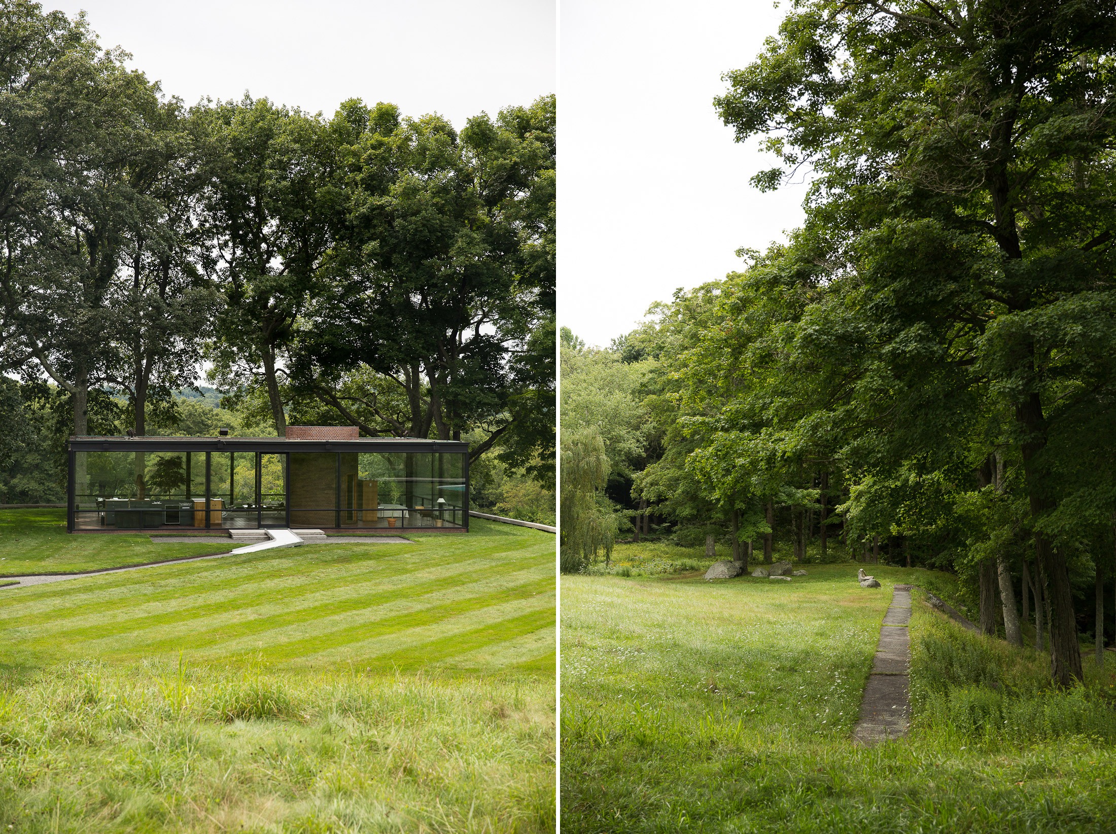 philip johnson glass house brick house living room new canaan connecticut sher she goes