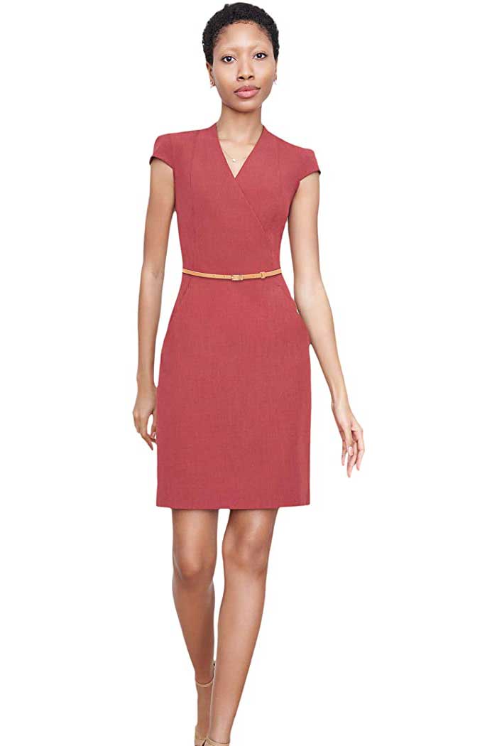 red sheath dress