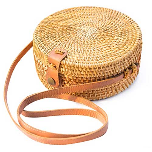 round rattan bag