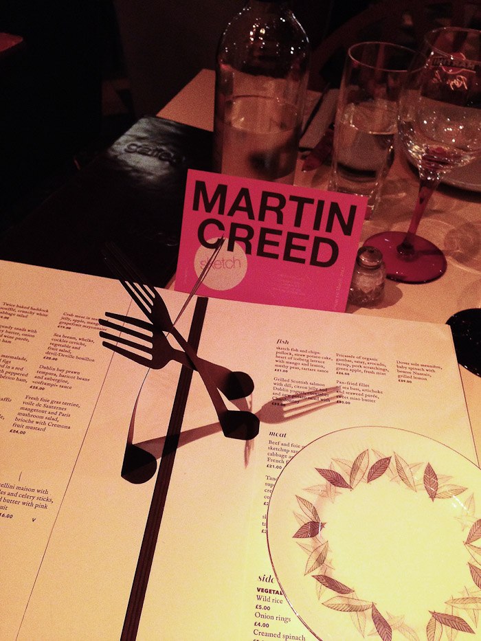 martin creed dining dinner food foodie menu fork spoon pop up