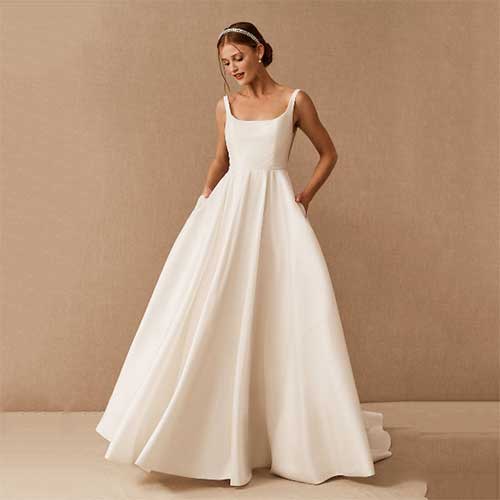 White dress best sale straight neckline