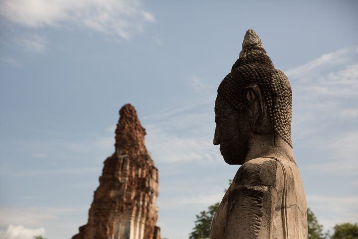 thailand ayutthaya ancient siam ruins buddha wat temple structure stone brick bodhi tree thai summer travel photo sher she goes shershegoes.com