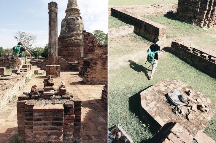 thailand ayutthaya ancient siam ruins buddha wat temple structure stone brick bodhi tree thai summer travel photo sher she goes shershegoes.com