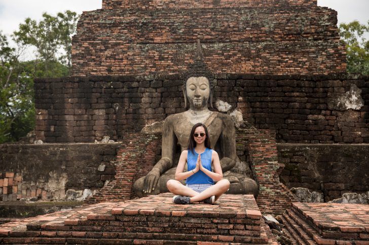 thailand sukhothai ancient siam ruins buddha wat temple structure stone brick bodhi tree thai food summer travel photo shershegoes.com sher she goes