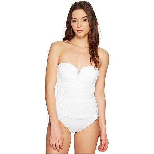 Priscila White Strapless One-Piece Swimsuit