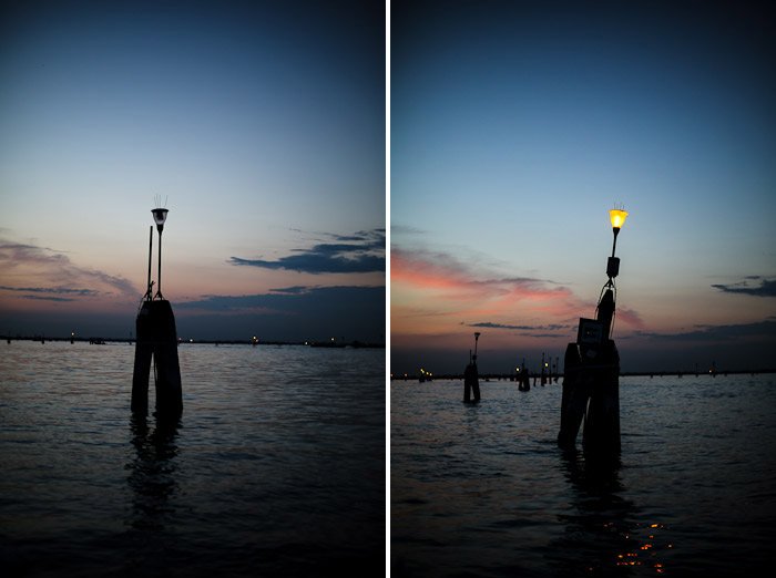 europe italy travel lagoon sea ocean water venetian venezia canal pier light sunset moody