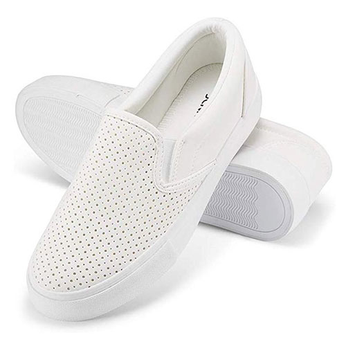 white slip on sneakers