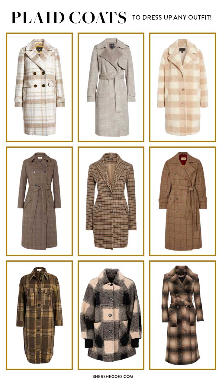 Women's on sale plaid overcoat